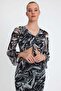 Women's Front Lined Mesh Crop Blouse Black - 2