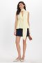 Women's Regular Cut Double Breasted Collar Halter Neck Detail Elastic Waist Sleeveless Yellow Blouse Shirt - 3