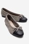 Boleo Gray Suede Black Genuine Leather Women's Ballerina Shoes