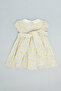 Printed Fit & Flare Dress with Peter Pan Collar and Puff Sleeves - 2