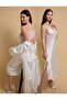 Elegant Lace Detailed Ecru Satin Nightgown & Dressing Gown Set - 2