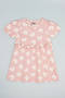 Printed Fit & Flare Dress with Crew Neck and Puff Sleeves