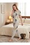 Women's Short Sleeve Pajama Set – Crew Neck Printed - 2