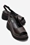Laure Brown Genuine Leather Women's Wedge Sandals
