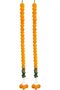PHOOL MALA ORANGE WITH GREEN LEAVES HANGING 5 FEET 2PC