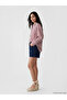 Navy blue high waist women's jean shorts - 4