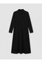 Black Shirt Collar Waist Seated Dress - 5