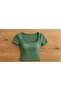 2-Pack Square Neck/Cyclist Neck Ribbed Camisole Fabric Body-Fitting T-Shirt - 3