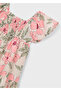Flowered Dress for Ages 4-10 - Salmon - 4