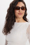 Women's Slim Fit Fitted Crew Neck Long Sleeve Ecru Blouse - 3