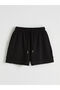 Black Elastic Waist Women's Shorts