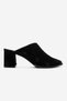 Toen Black Suede Genuine Leather Women's Thick Heeled Slippers - 4