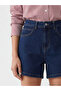Navy blue high waist women's jean shorts - 6