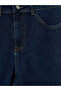 Navy blue high waist women's jean shorts - 3