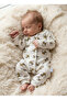 Uni Baby Bee Patterned Snap-On Jumpsuit Without Booties 3 Months 6 Months 9 Months - 2