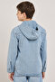 Washed Hooded Denim Shirt With Long Sleeves - 6