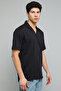 Textured Shirt with Revere Collar and Short Sleeves - 5