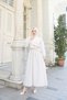 Ruffle Detailed Belted Terry Cotton Dress Ecru Hnt0313 - 4