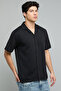 Textured Shirt with Revere Collar and Short Sleeves - 4