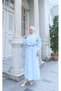 Ruffle Detailed Belted Terry Cotton Dress Baby Blue Hnt0313 - 2