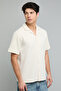 Textured Shirt with Revere Collar and Short Sleeves - 5