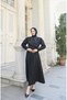Ruffle Detailed Belted Terry Cotton Dress Black Hnt0313 - 5