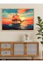 Sunset and Ship One-Piece Wooden Framed Painting - 3