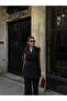 Women's Top and Bottom Double Suit Shoulder Detailed Belted Vest Pants Suit - 6