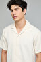 Textured Shirt with Revere Collar and Short Sleeves - 4