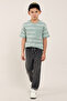 Striped T-Shirt with Crew Neck and Short Sleeves - 2