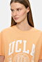 Avalon Light Orange Crew Neck Printed 100% Cotton Loose Fit Women's Tshirt - 2