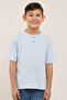 Textured T-Shirt with Henley Neck and Short Sleeves