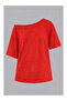 Women's Boat Neck Shine Printed Oversize 100% Cotton T-Shirt - 2