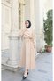 Ruffle Detailed Belted Terry Cotton Dress Mink Hnt0313 - 4