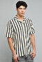 Striped Shirt with Revere Collar and Short Sleeves - 5
