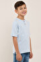 Textured T-Shirt with Henley Neck and Short Sleeves - 4