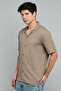 Textured Shirt with Revere Collar and Short Sleeves - 3