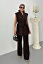 Women's Belted Blazer Vest Pants Two-Piece Suit - 5
