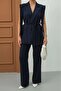 Women's Belted Blazer Vest Pants Two-Piece Suit - 4