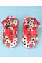 Velcro Closure Flip Flops with Strawberry Print - Red - 7