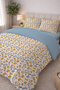 Yellow and Blue Wildflower Patterned Cotton Zippered Double Duvet Cover Set - 7