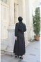 Ruffle Detailed Belted Terry Cotton Dress Black Hnt0313 - 7
