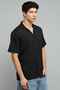 Textured Shirt with Revere Collar and Short Sleeves - 5