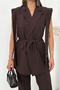 Women's Belted Blazer Vest Pants Two-Piece Suit - 6