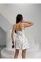 Women's Floral Patterned Waist-Slit Mini Dress - 3