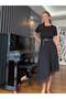 Black Asymmetrical Hem Lace Modal Dress - 2