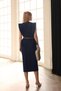 Women's Denim Navy Blue Belt Detailed Midi Dress - 3