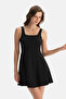 Black Square Collar Dress Swimsuit - 5