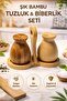 Natural Bamboo Salt and Pepper Shakers Set of 2 with Stand - 5