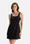 Black Square Collar Dress Swimsuit
